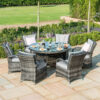 2 Texas 6 Seat Round Rattan Dining Set with Ice Bucket & Lazy Susan β Grey