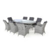 Ascot 8 Seat Oval Rattan Dining Set with Lazy Susan & Weatherproof Cushions