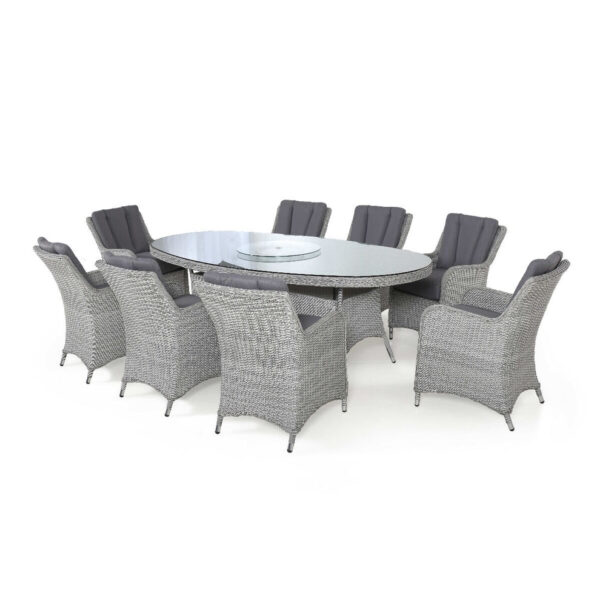 Ascot 8 Seat Oval Rattan Dining Set with Lazy Susan & Weatherproof Cushions