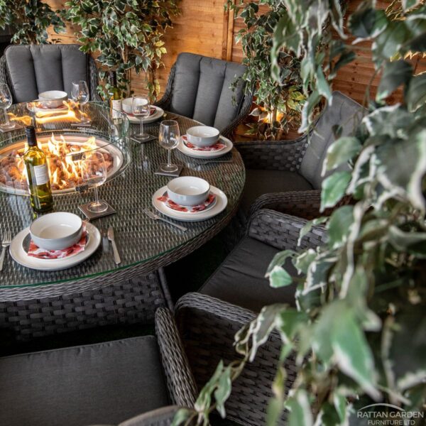 33 Rattan Serena Vienna 8 Seat Fire Pit With 165cm Round Table