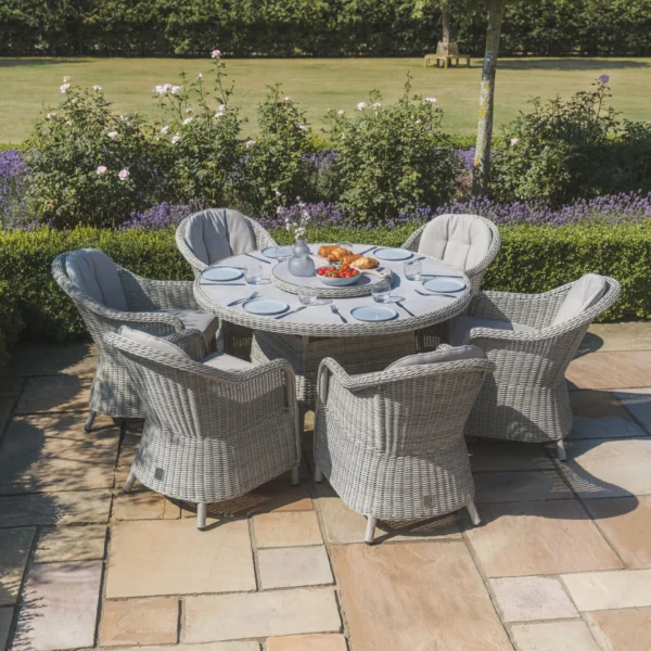 39496-kit-ox-150-ro-hc-ls-cg-1-large Oxford 6 Seat Round Dining Set with Heritage Dining Chairs & Woven Lazy Susan – Ceramic Glass