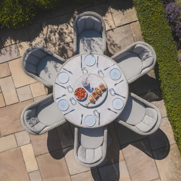39498-kit-ox-150-ro-hc-ls-cg-3-large Oxford 6 Seat Round Dining Set with Heritage Dining Chairs & Woven Lazy Susan – Ceramic Glass