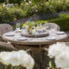 Winchester 6 Seat Round Dining Set with Heritage Dining Chairs & Woven Lazy Susan – Ceramic Glass