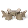 Winchester 6 Seat Round Dining Set with Heritage Dining Chairs & Woven Lazy Susan – Ceramic Glass