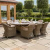 Winchester 8 Seat Oval Dining Set with Heritage Dining Chairs & Woven Lazy Susan – Ceramic Glass