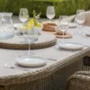 Winchester 8 Seat Oval Dining Set with Heritage Dining Chairs & Woven Lazy Susan – Ceramic Glass