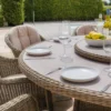 Winchester 8 Seat Round Dining Set with Heritage Dining Chairs & Woven Lazy Susan – Ceramic Glass
