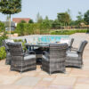 5 Texas 6 Seat Round Rattan Dining Set with Ice Bucket & Lazy Susan β Grey