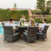 6 Texas 6 Seat Round Rattan Dining Set with Ice Bucket & Lazy Susan β Grey