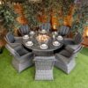66 Rattan Serena Vienna 8 Seat Fire Pit With 165cm Round Table