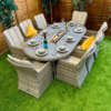 Rattan Champagne Paris 230cm Oval 8 Seater Fire Pit Set