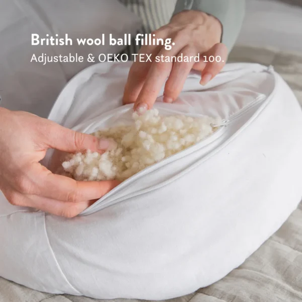 Back and belly pillow with British organic wool filling - Pregnancy pillow