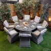 c1 Rattan Champagne Vienna 8 Seat Fire Pit With 165cm Round Table