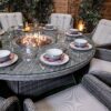 c2 Rattan Champagne Vienna 8 Seat Fire Pit With 165cm Round Table