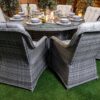 c4 Rattan Champagne Vienna 8 Seat Fire Pit With 165cm Round Table