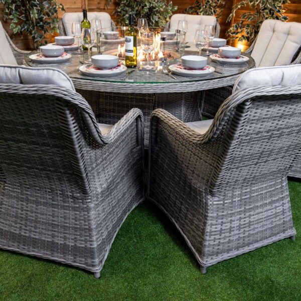 c4 Rattan Champagne Vienna 8 Seat Fire Pit With 165cm Round Table