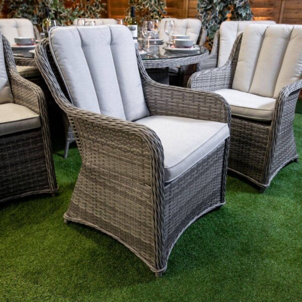 c7 Rattan Champagne Vienna 8 Seat Fire Pit With 165cm Round Table