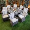 c8 Rattan Champagne Vienna 8 Seat Fire Pit With 165cm Round Table